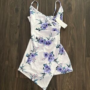 Almost Famous White and Purple dress (shorts) with Floral Print